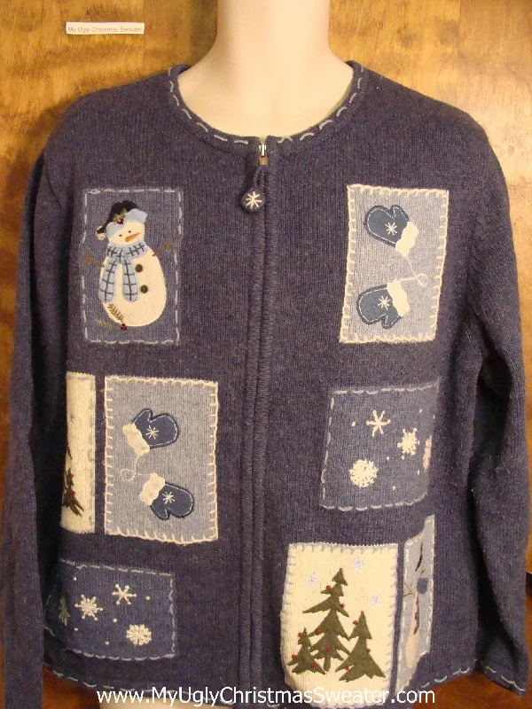 Christmas Cinnamon Rolls Blue Ugly Christmas Sweater with Snowmen