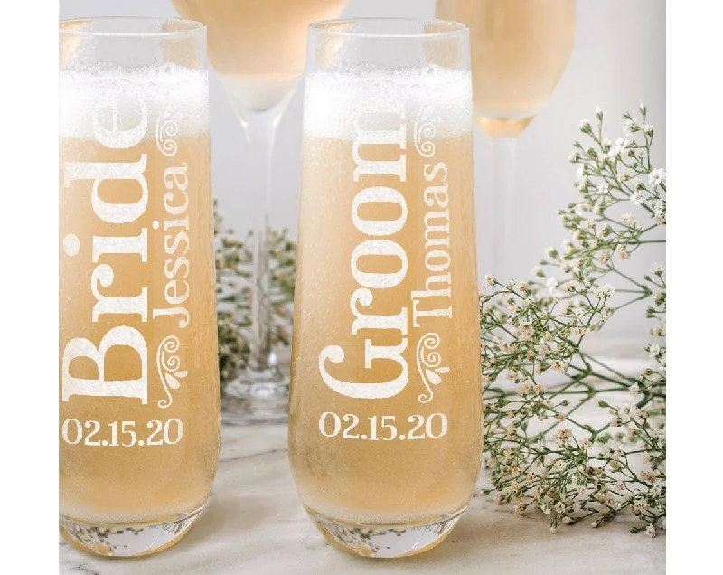 Christmas Candy Gift Bride Groom Set of 2 Stemless Champagne Flutes Personalized Engraved Gifts for Women Couples Table Centerpiece Anniversary Decor Gift Christmas Candy Gift Bride Groom Set of 2 Stemless Champagne Flutes Personalized Engraved Gifts for Women Couples Table Centerpiece Anniversary Decor Gift