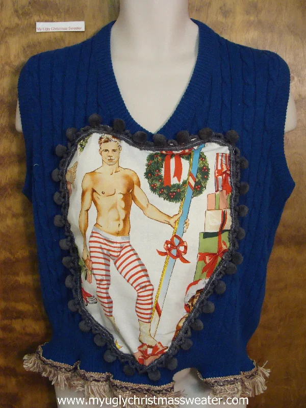 Christmas Cinnamon Rolls Bright Blue Funny Mens Hottie Guy Ugly Christmas Sweater Vest Christmas Cinnamon Rolls Bright Blue Funny Mens Hottie Guy Ugly Christmas Sweater Vest