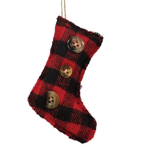 Christmas Red And Green Buffalo Check Stocking Ornament