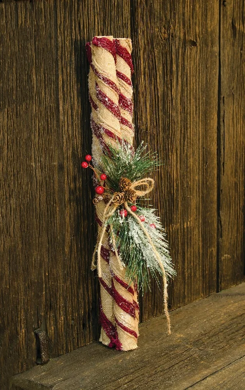 Christmas Cozy Ambience Burlap Peppermint Sticks