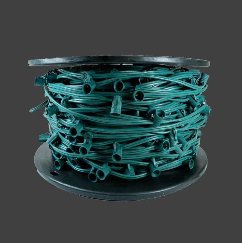 Christmas Santa Sleigh C7 Wire w/Sockets - 12" - GREEN - 500 Ft Roll  (5060-G)* SOLD OUT FOR 2024 SEASON- Pre order now for next year*