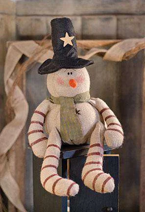 Christmas Frosty Weather Candy Cane Burlap Snowman