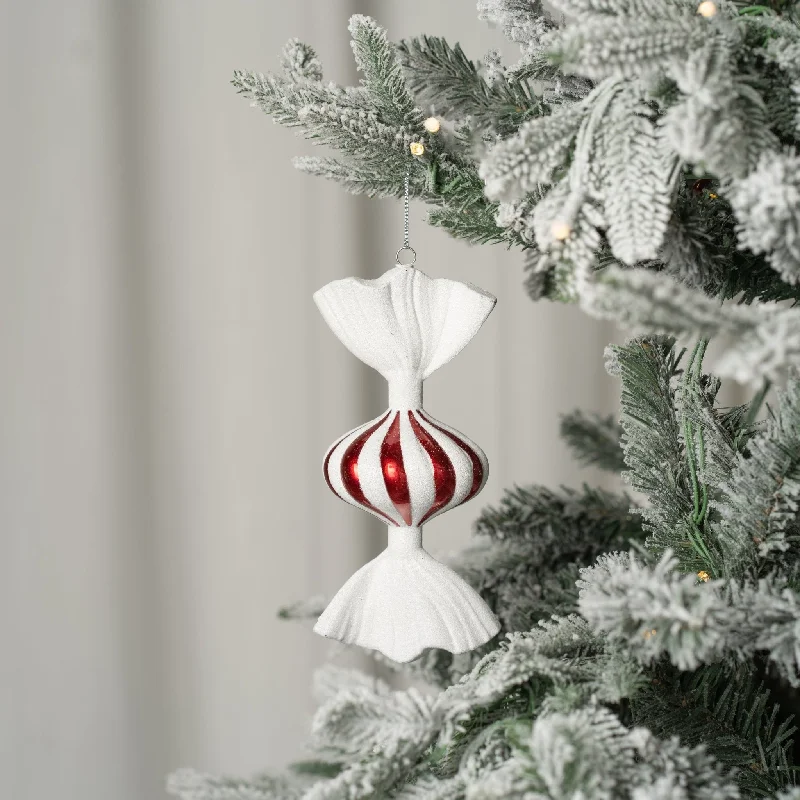Christmas Snow Angels Candy Ornament with White Glitter
