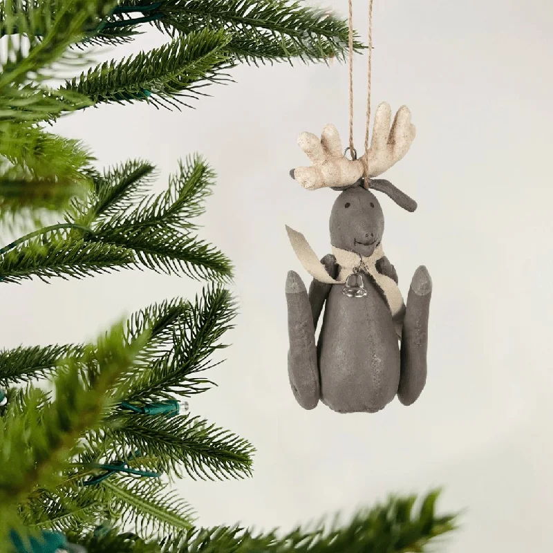Christmas Day Canvas Stained Moose Ornament
