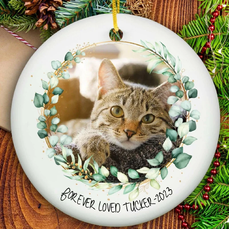 Christmas Sparkling Lights Cat Memorial Christmas Ornament - Ceramic