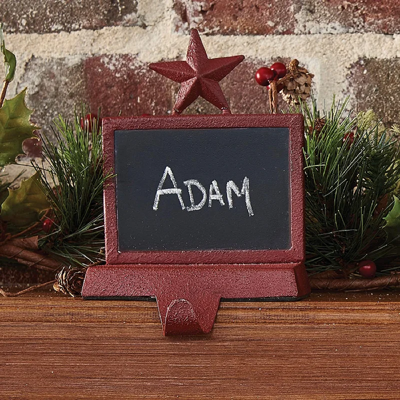 Christmas Pine Garland Chalkboard Stocking Hanger - Red Set of 2 Park Designs