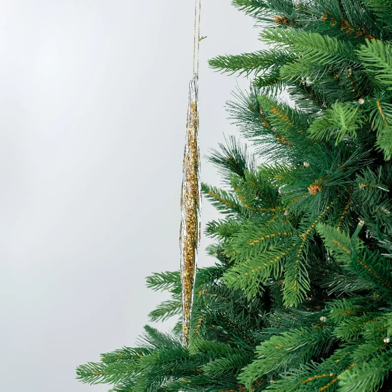 Christmas Presents Champagne Finial Ornament with Glitter