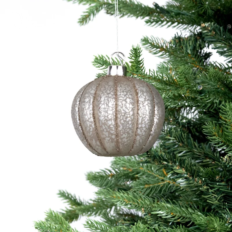 Christmas Night Champagne Pearl Ball Ornament with Glitter