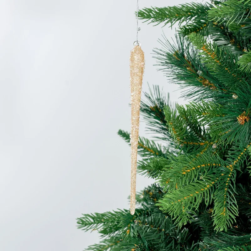 Cozy Christmas Champagne Tear Drop Ornament with Glitter