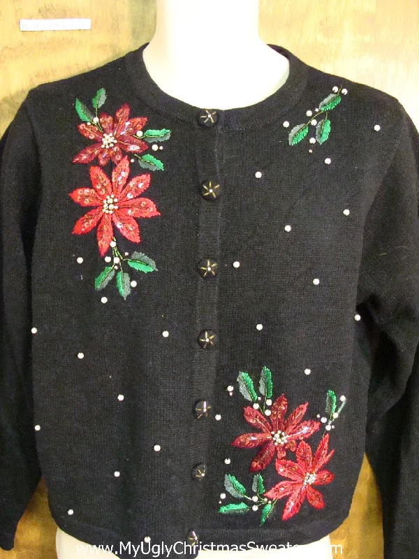 Christmas Stocking Fillers Cheap Cute Xmas Sweater with Poinsettias
