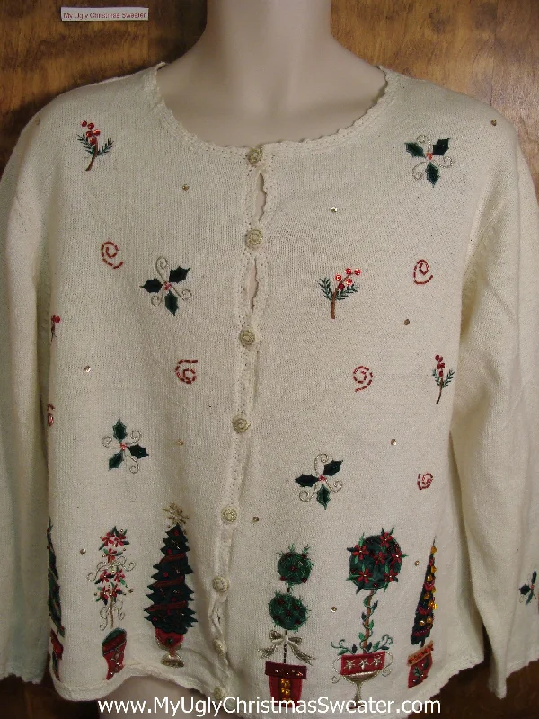 Christmas Red Stockings Cheap Greenery Themed Cute Holiday Sweater