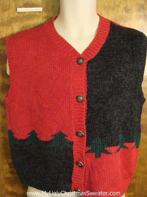 Christmas Pine Garland Cheap Horrible Red and Black Ugly Christmas Sweater Vest