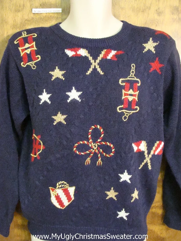 Christmas Tree Cheap Patriotic Corny Cheesy Holiday Sweater