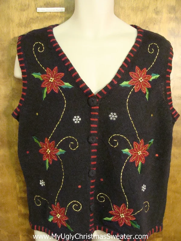 Cheap Poinsettia Tacky Ugliest Christmas Sweater Vest