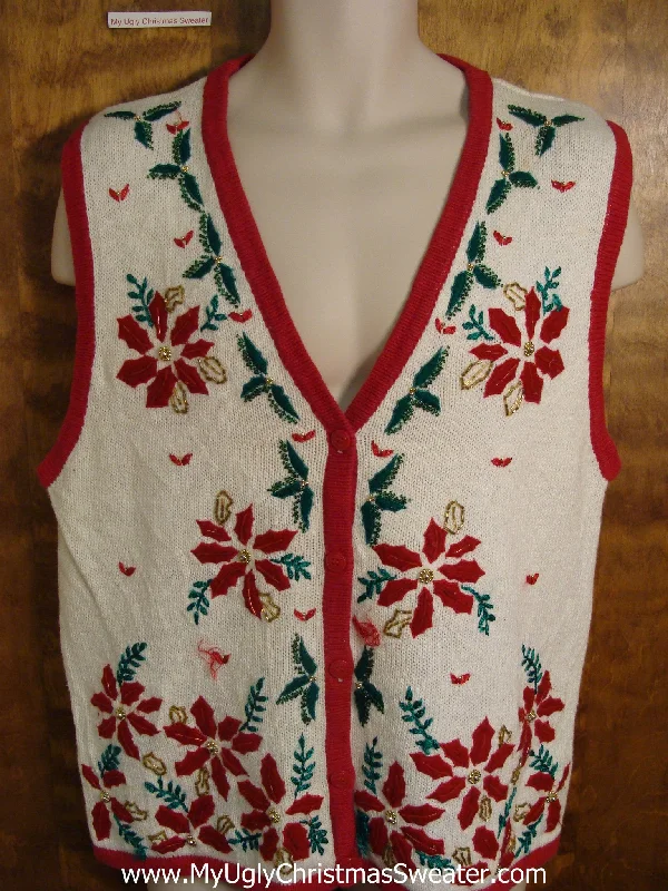 Christmas Peppermint Treats Cheap Poinsettia Themed Ugly Christmas Sweater Vest