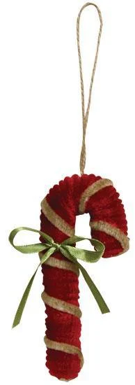 Holiday Cheer Chenille Candy Cane Ornament