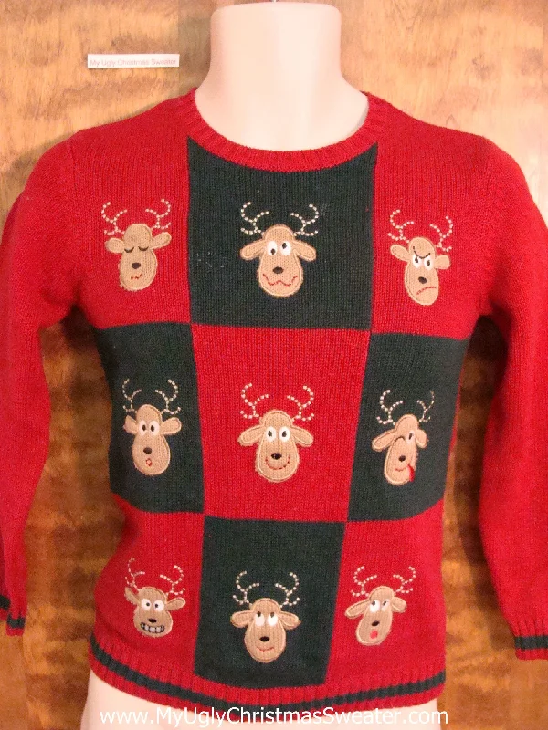 Christmas Gift Packing CHILD Reindeer Tic Tac Toe Corny Cheesy Christmas Sweater