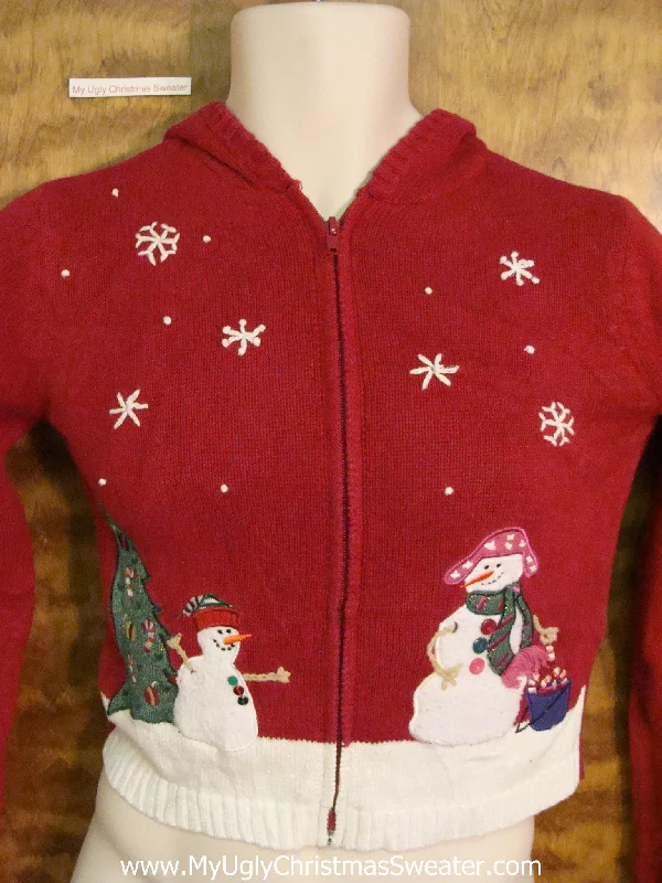 Christmas Yule Log CHILD Snowman Themed Corny Christmas Sweater Hoodie