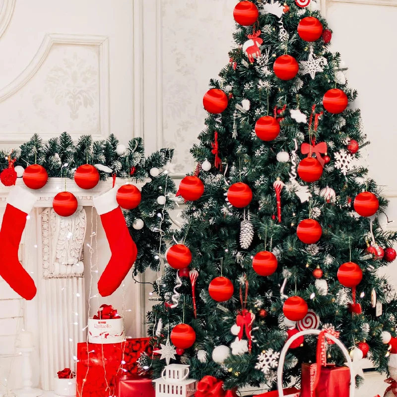 Holiday Lights Christmas Satin Balls - Red (24 Pcs)