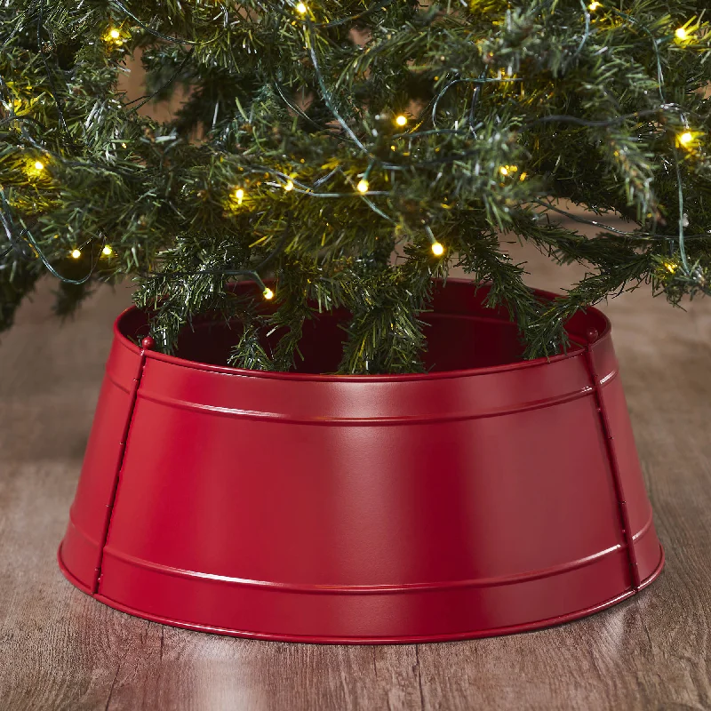 Christmas Gingerbread House Christmas Tree Collar Metal Barn Red/Burgundy/Charcoal 8x20x20 VHC Brands