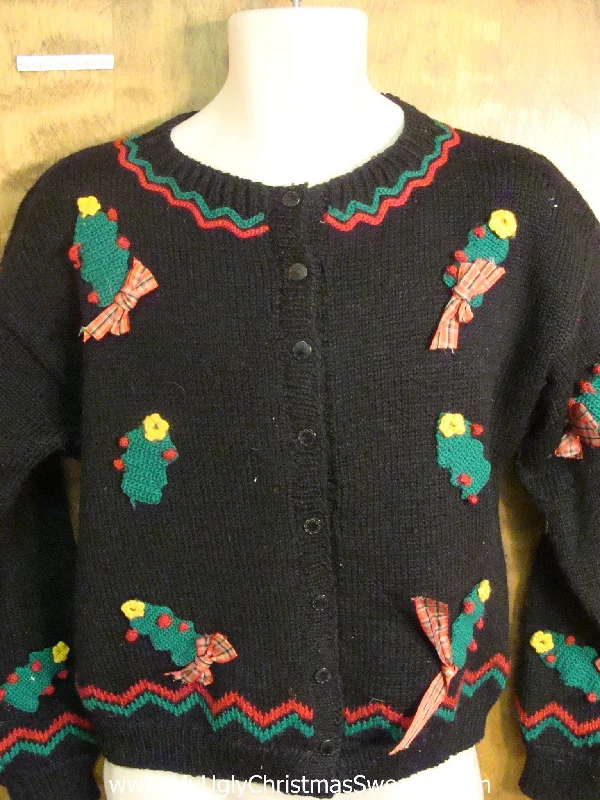 Christmas Mistletoe Christmas Tree Ugly Xmas Sweater Crafty 2sided Mess