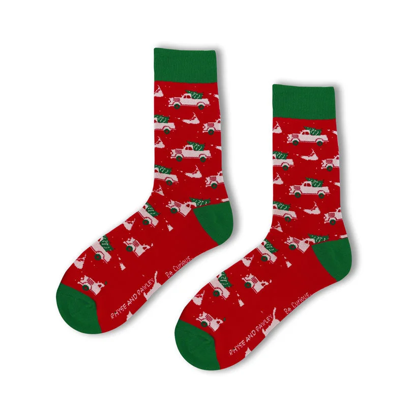 Cozy Christmas Christmas Tree Truck Socks