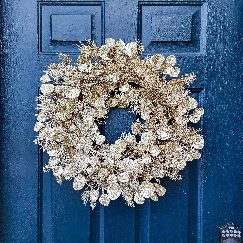 Christmas Holiday Fun Christmas Wreath, Silver Dollar Eucalyptus and Juniper, Glam Wreaths For Front Door or Mantle, Handmade Christmas Holiday Fun Christmas Wreath, Silver Dollar Eucalyptus and Juniper, Glam Wreaths For Front Door or Mantle, Handmade