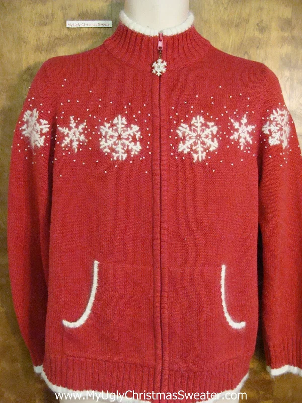 Christmas Star Decorations Classic Snowflake Themed Red  Christmas Sweater