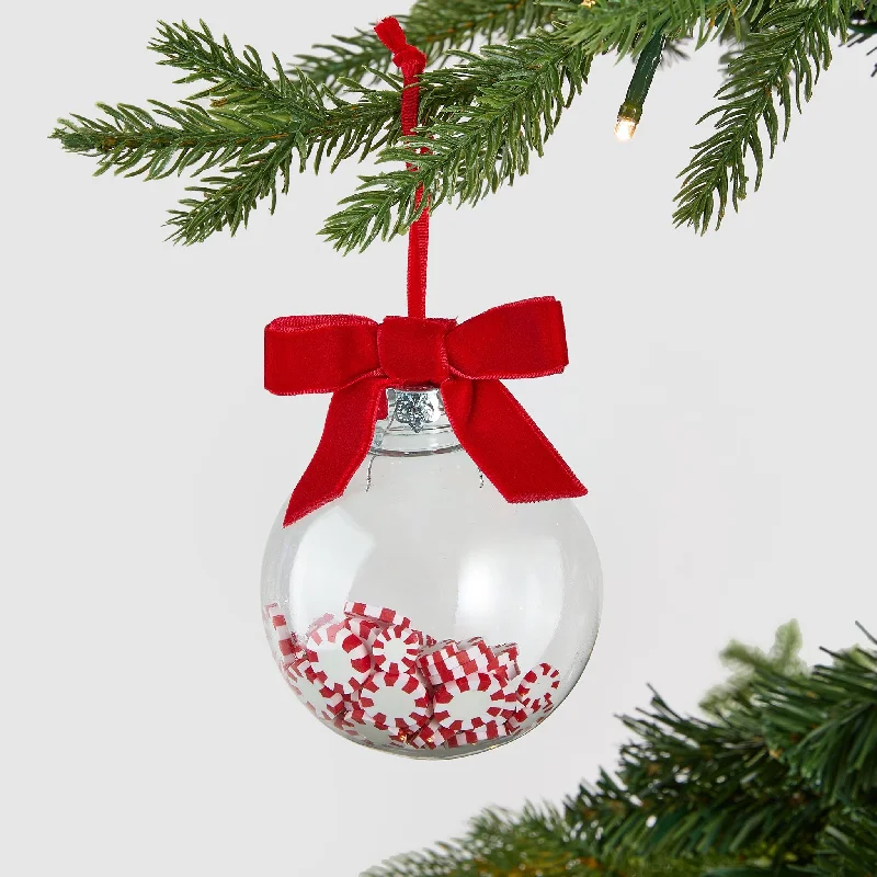 Christmas Wrapped Gifts Clear Ball Ornament with Candies Inside