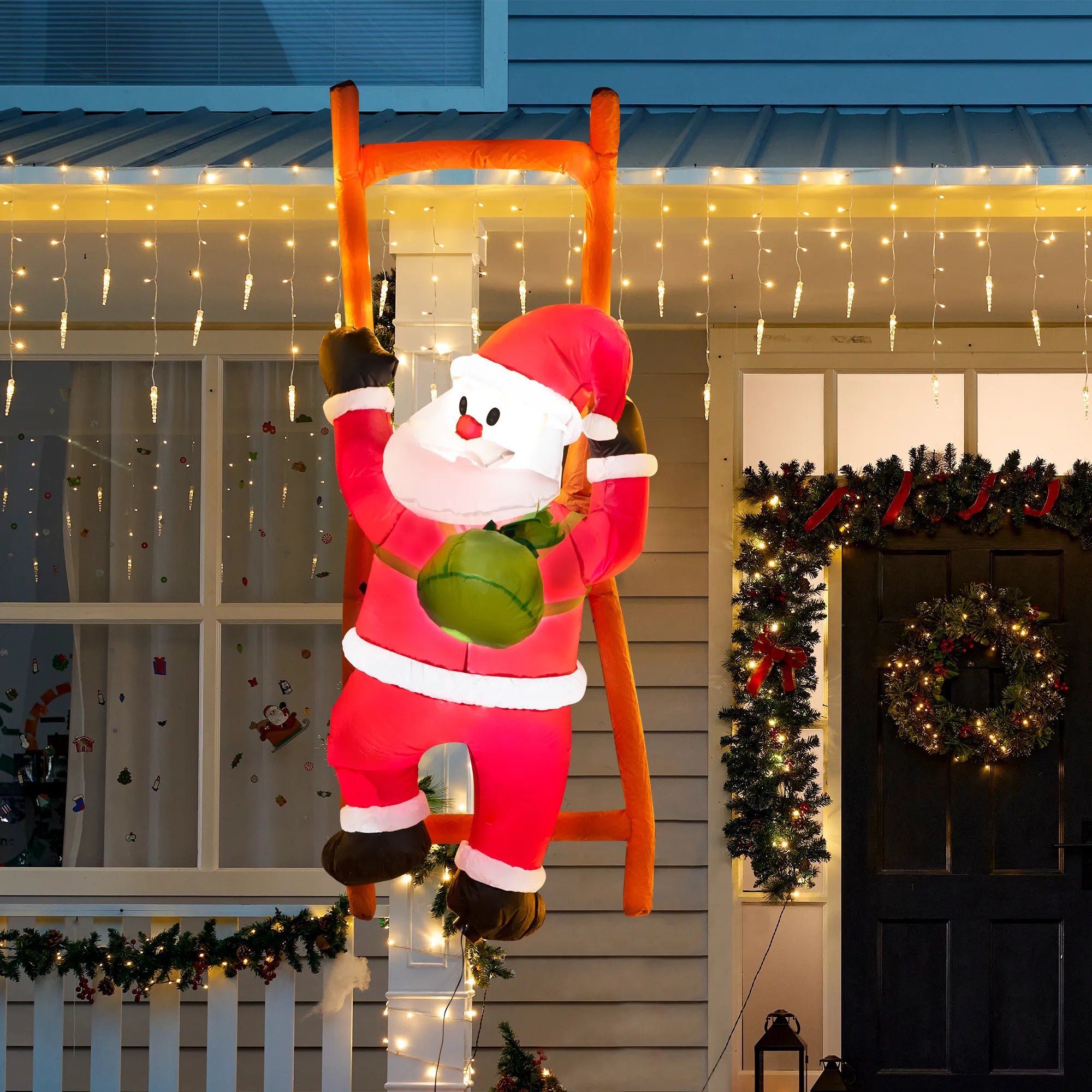 Christmas Church Service 6ft Christmas Height Santa Climbing Inflatable with LED Lights