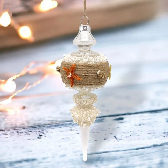 Christmas Snow Globe Coastal Teardrop Ornament Set Of 2