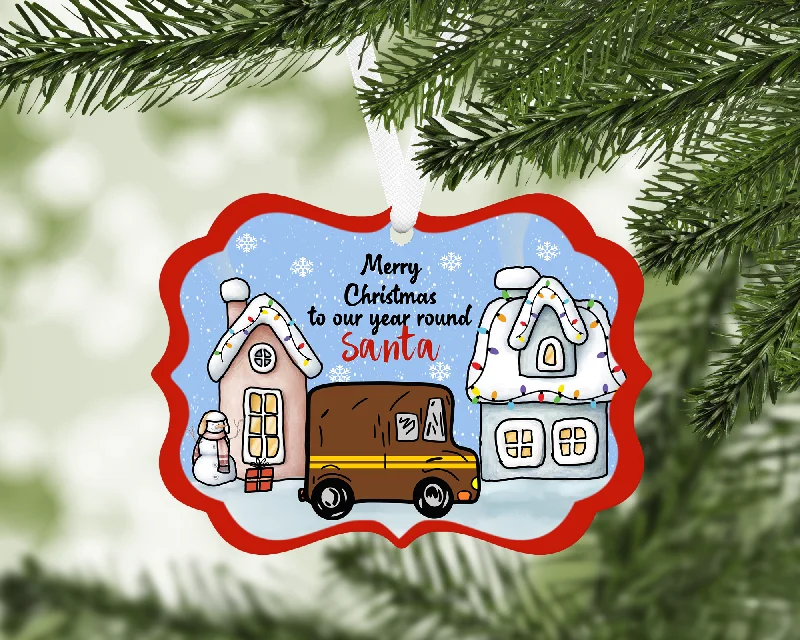 Christmas Gift Baskets Delivery Driver Ornament with FREE Satin Gift Pouch