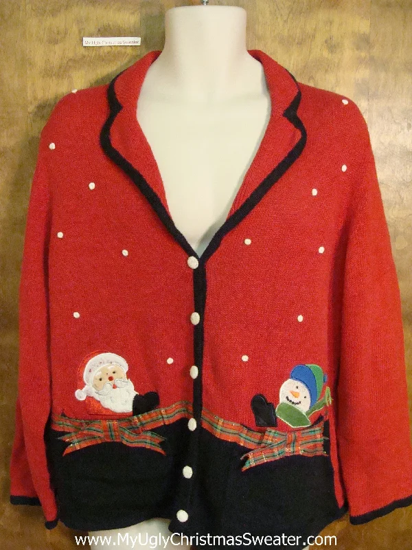 Christmas Snow Angels Corny Cheesy Christmas Sweater with Plaid Bows