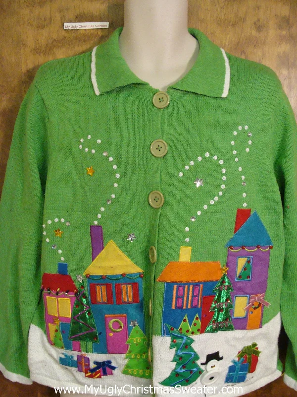 Christmas Classic Music Corny Cheesy Green Sleepy Town Christmas Sweater