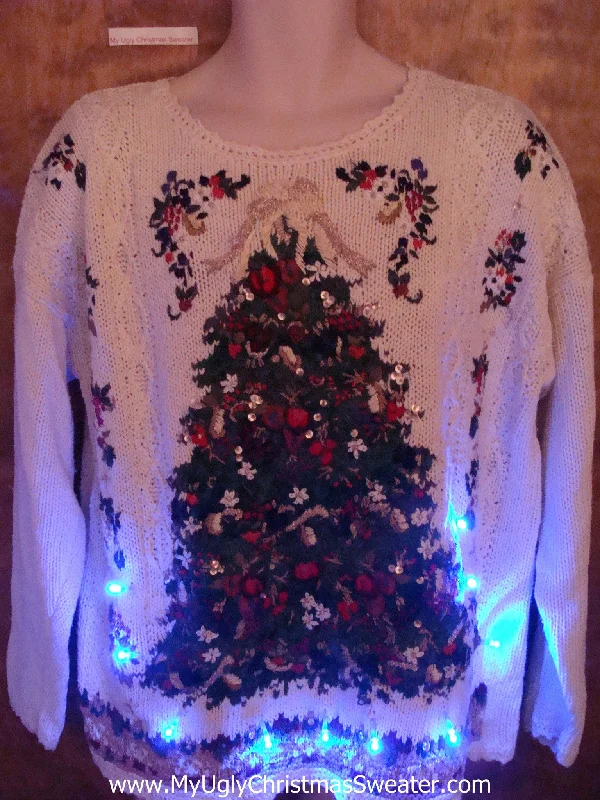 Corny Green Tree Light Up Ugly Xmas Sweater