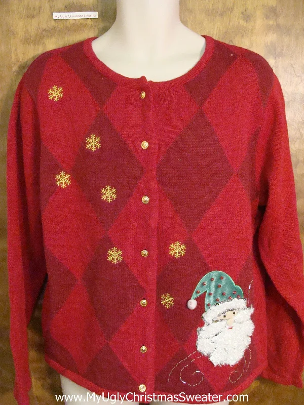 Christmas Wrapped Surprises Corny Red Diamon Pattern Cheesy Christmas Sweater