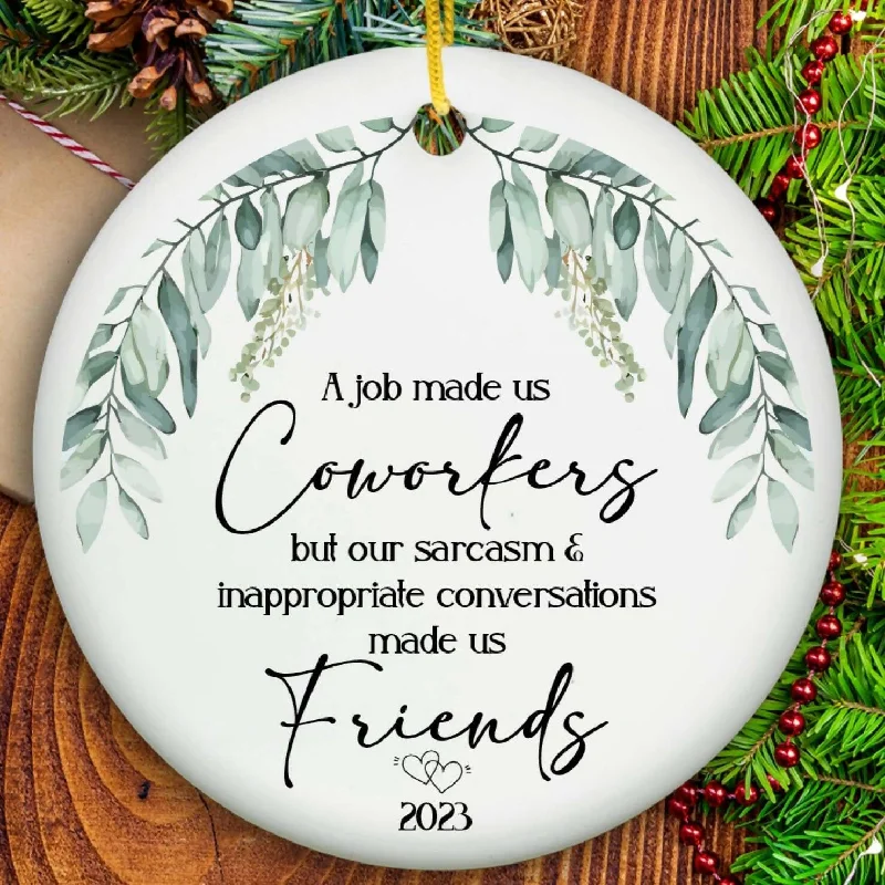 Christmas Jolly Vibes Coworker Christmas Gift Ornament - Ceramic