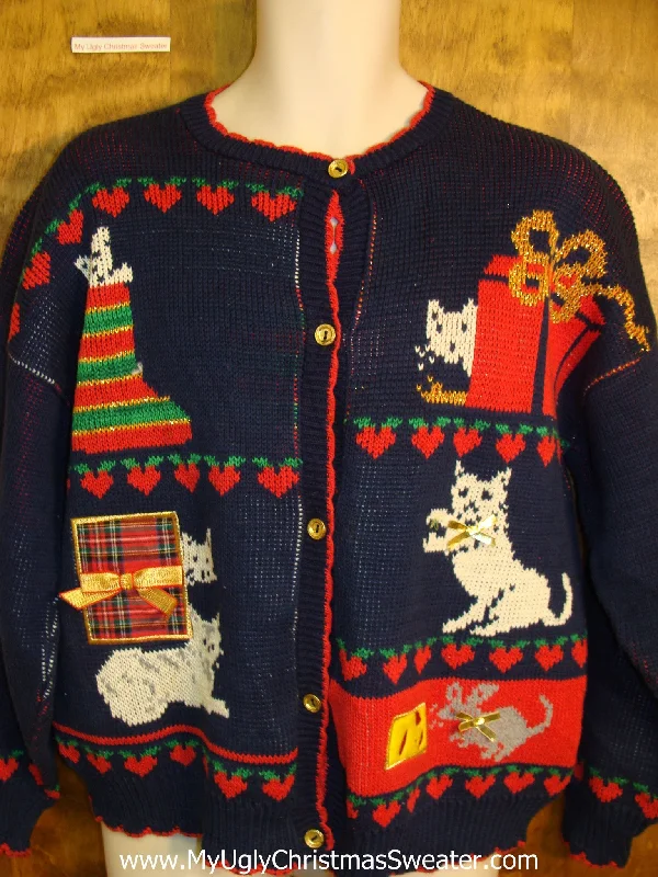 Christmas Midnight Mass Crazy Cat Lady 2sided  80s Cute Xmas Sweater