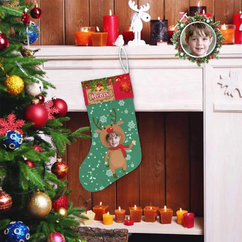 Christmas Magic 17.52in(L) Super Size-Custom Face&Name Fawn Christmas Stocking