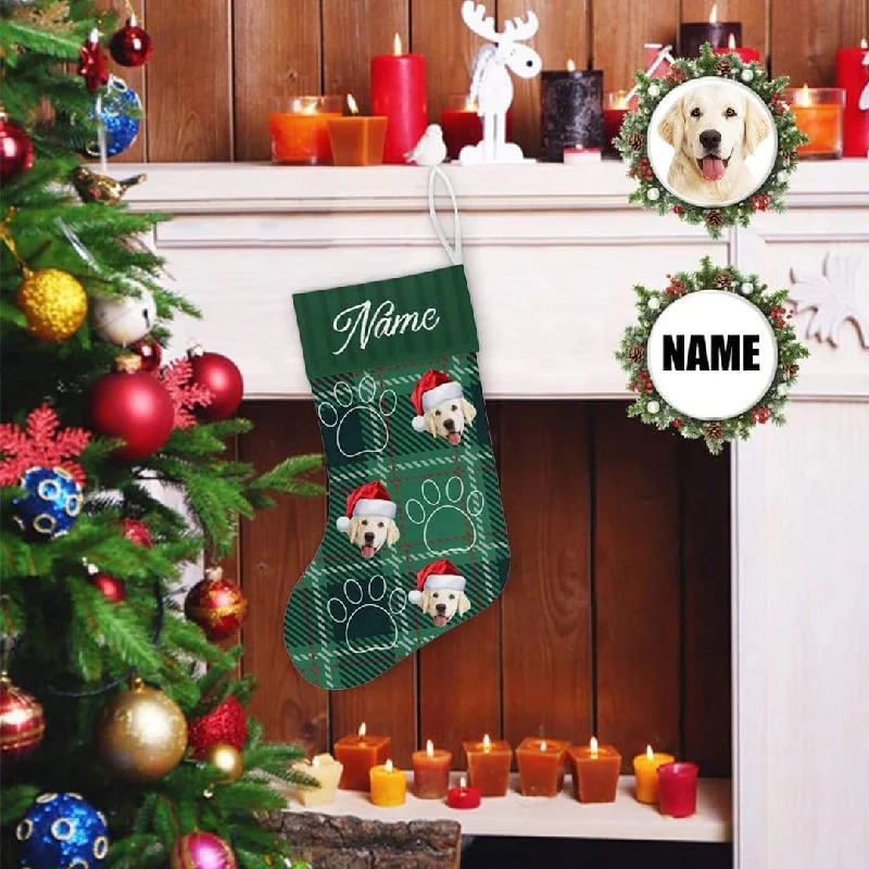 Christmas Spirit 17.52in(L) Super Size-Custom Face&Name Footprint Christmas Stocking Christmas Spirit 17.52in(L) Super Size-Custom Face&Name Footprint Christmas Stocking