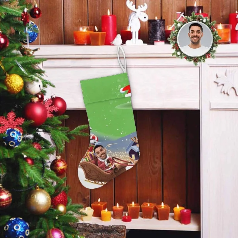 Christmas Gifting Season 17.52in(L) Super Size-Custom Face Santa Clause Christmas Stocking Christmas Gifting Season 17.52in(L) Super Size-Custom Face Santa Clause Christmas Stocking