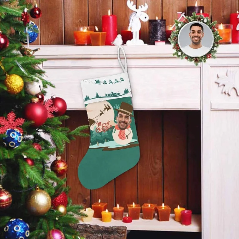 Christmas Wrapping 17.52in(L) Super Size-Custom Face Snowman Christmas Stocking