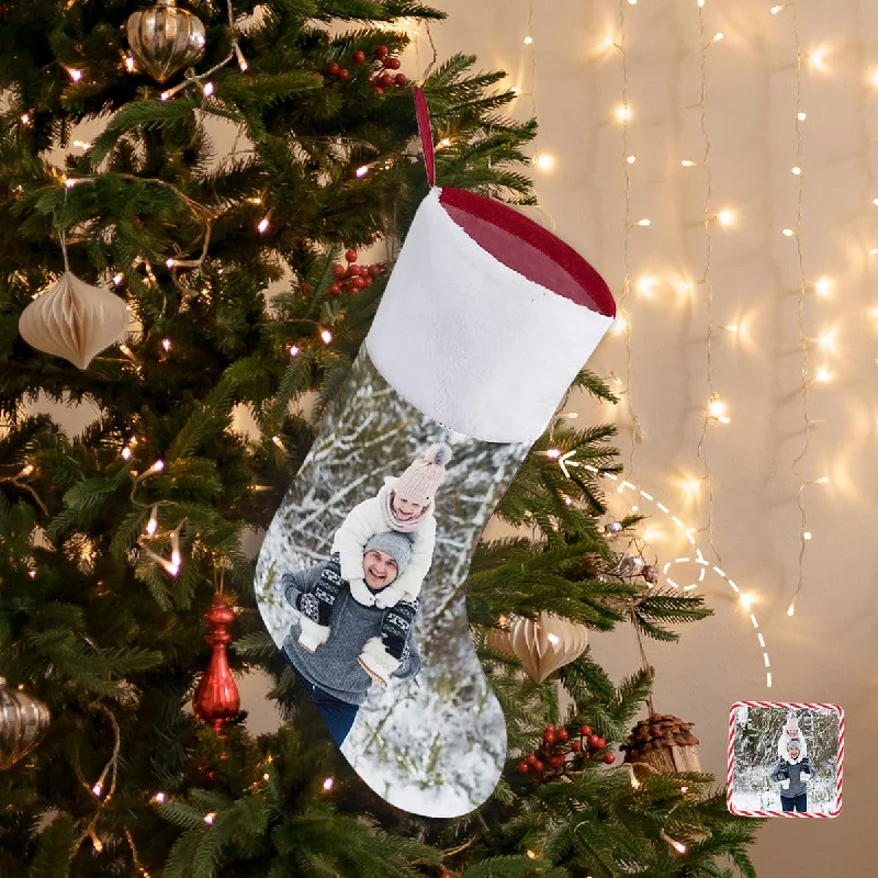 Christmas Holiday Excitement 16.5in(L) Super Size-Custom Family's Photo Christmas Stocking Christmas Holiday Excitement 16.5in(L) Super Size-Custom Family's Photo Christmas Stocking