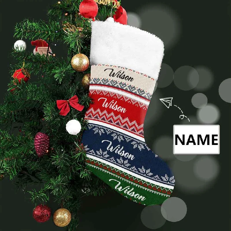 Christmas Garland Lights 16.5in(L) Super Size-Custom Name Color Pattern Christmas Stocking