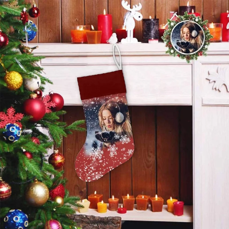 Christmas Music 17.52in(L) Super Size-Custom Photo Christmas Snowflake Christmas Stocking Christmas Music 17.52in(L) Super Size-Custom Photo Christmas Snowflake Christmas Stocking