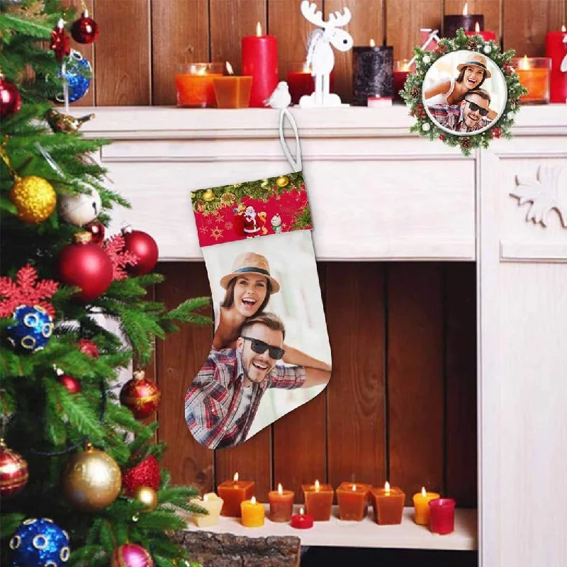 Christmas Feast 17.52in(L) Super Size-Custom Photo Couple Christmas Stocking