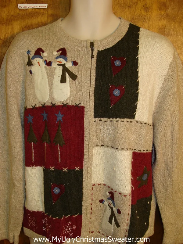Christmas Star Decoration Cute 2sided Snowman Themed Xmas Sweater