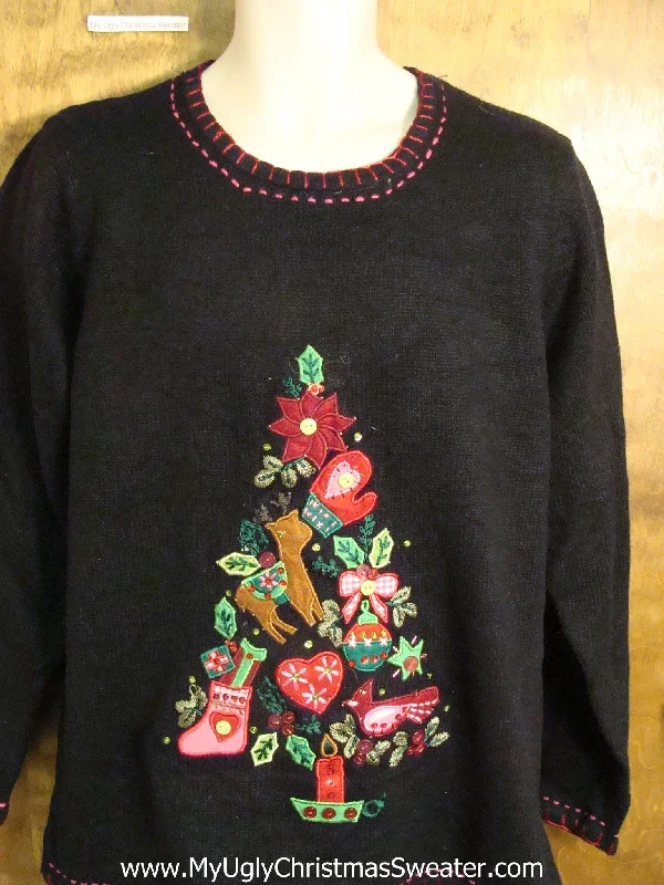 Christmas Presents Cute Floral Tree Themed Holiday Sweater