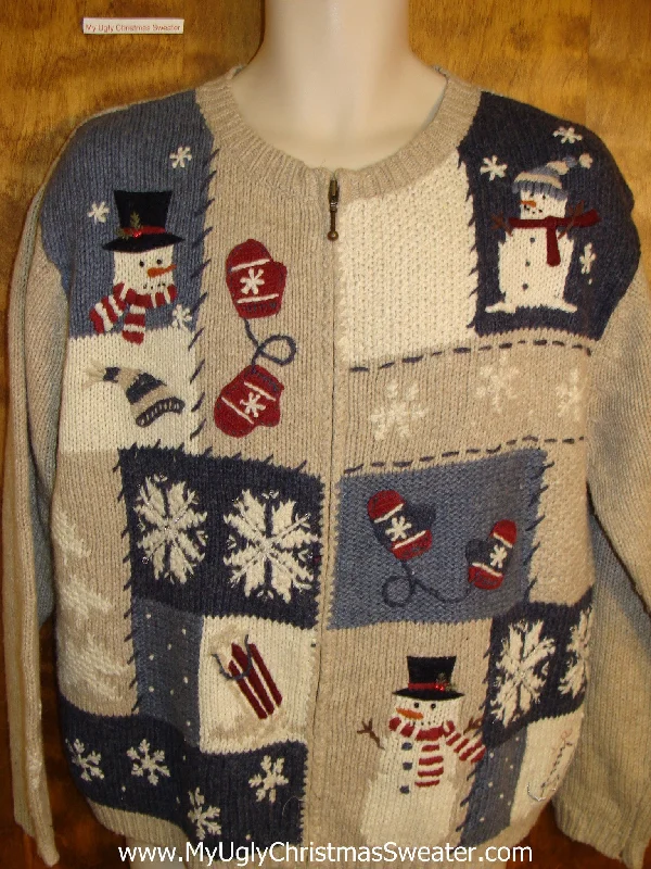 Christmas Ice Skating Cute Snowman and Mittens Themed Xmas Sweater
